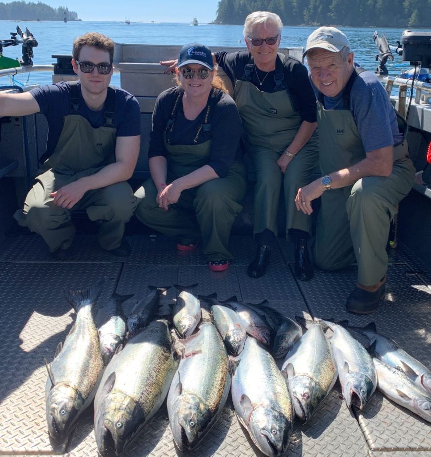 family with salmon fish